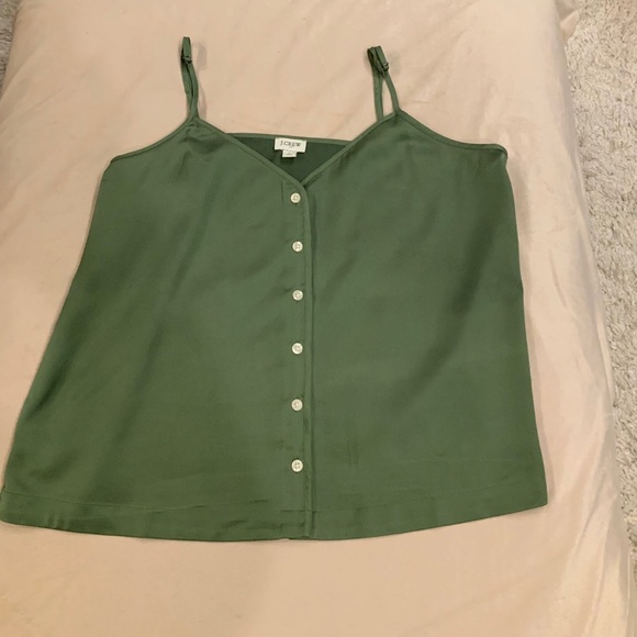 JCrew Green L Button up Cami Adjustable Straps Normcore Scandi Girl Essential - Picture 3 of 7